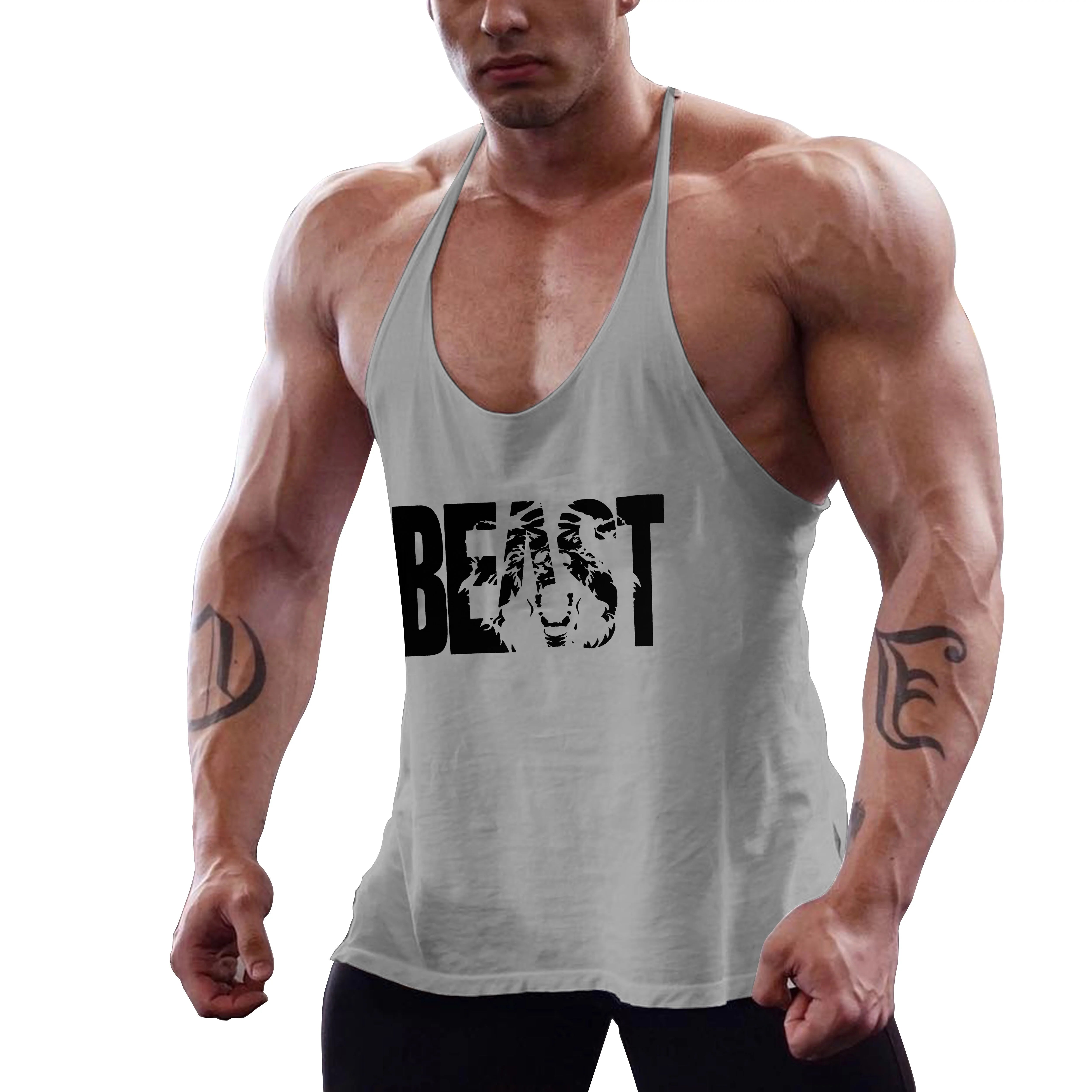 Men's Gym Workout Beast Printed Tank Tops