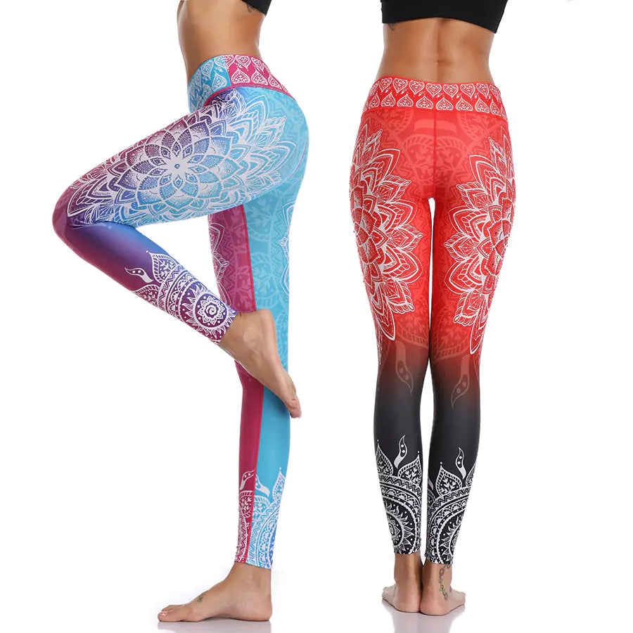 3D Printed High-Waisted Yoga Pants with Stretch