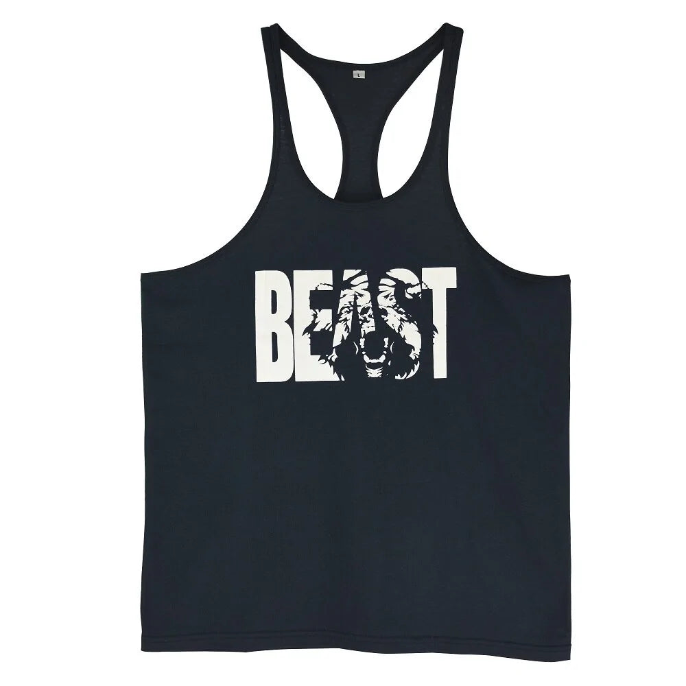 Men's Gym Workout Beast Printed Tank Tops