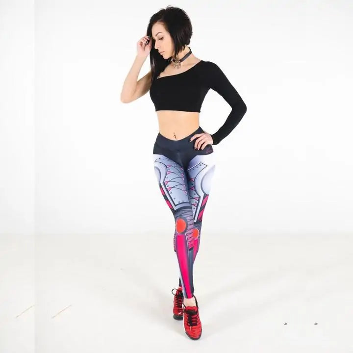 Illumino360 Pure Gem Cyberwomen Print Push-Up Fitness Leggings