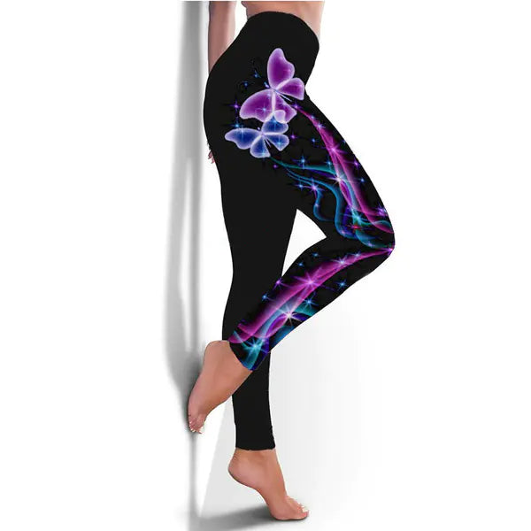 Butterfly Print Digital Sports Yoga Pants