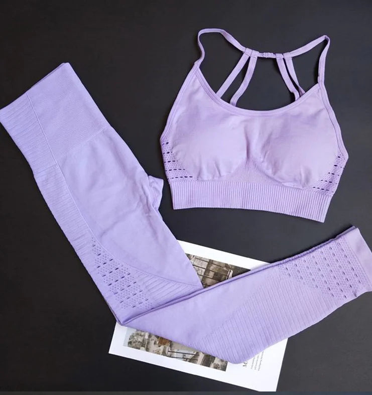 New Illumino360Fitness Seamless High-Waist Yoga Pants & Sports Bra Set