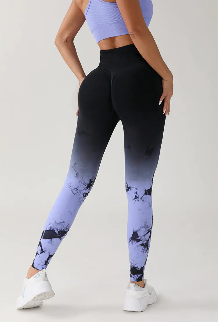 Gradient Tie-Dye Seamless Yoga Running Pants for Women