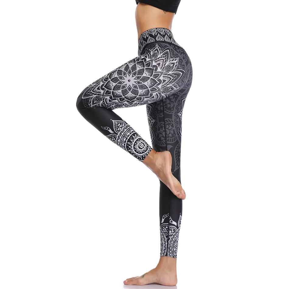 3D Printed High-Waisted Yoga Pants with Stretch