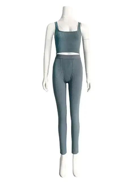 Women's High Stretch Solid Color Yoga Set, Activewear